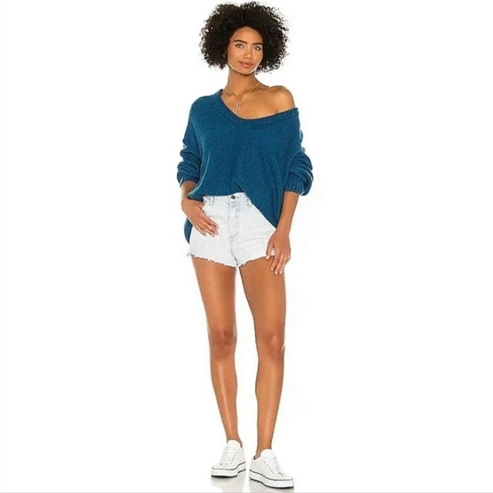 Free People Brookside Oversized Tunic Sweater in Blue